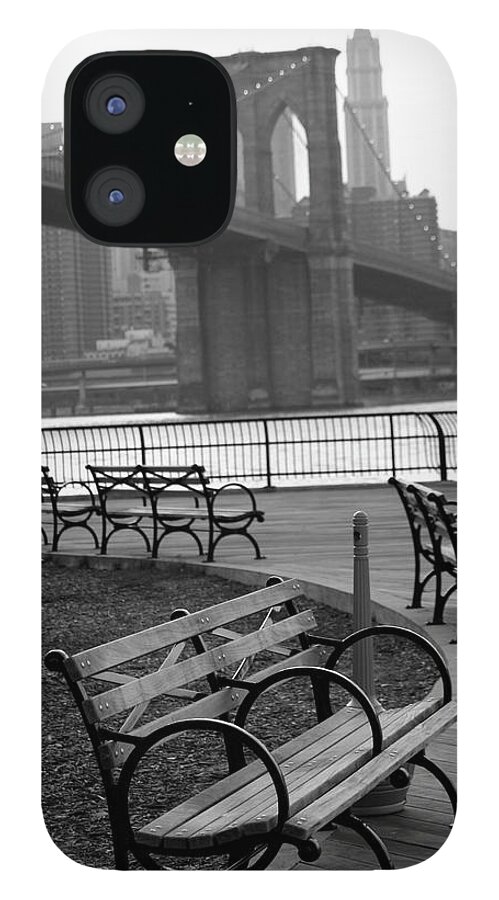 Tranquility iPhone 12 Case featuring the photograph Brooklyn Bridge by Aurelie Desmas