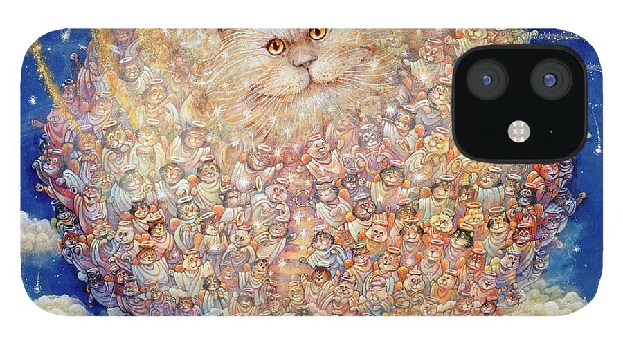 Cat Heaven 2 iPhone 12 Case featuring the painting Cat Heaven 2 (pc) by Bill Bell