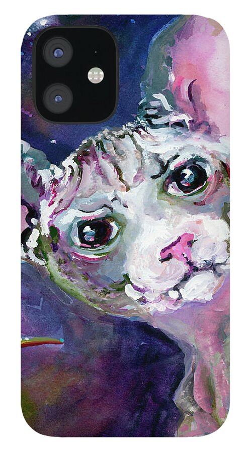 Cats iPhone 12 Case featuring the painting Cat Portrait My Name Is Luna by Ginette Callaway