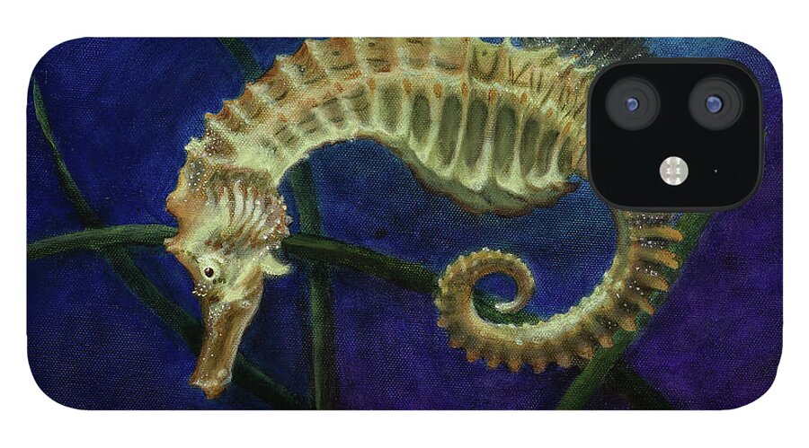 Seahorse iPhone 12 Case featuring the painting Cedric by Megan Collins