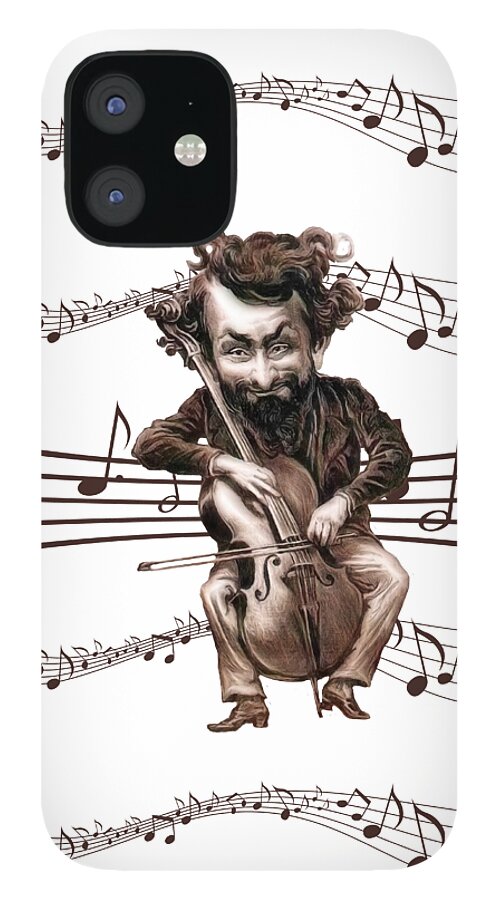 Cello iPhone 12 Case featuring the digital art Cello Chops by Doreen Erhardt