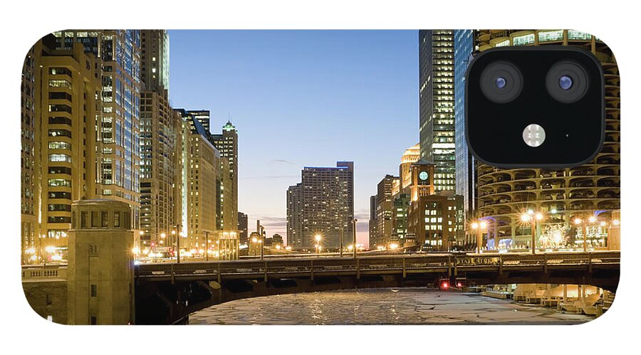 Downtown District iPhone 12 Case featuring the photograph Chicago River At Dusk by Chris Pritchard