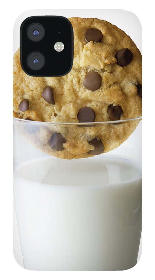 Milk iPhone 12 Case featuring the photograph Chocolate Chip Cookie And Glass Of Milk by Burazin