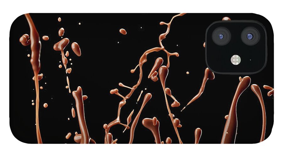 Temptation iPhone 12 Case featuring the photograph Chocolate Splashing In Air by Jack Andersen
