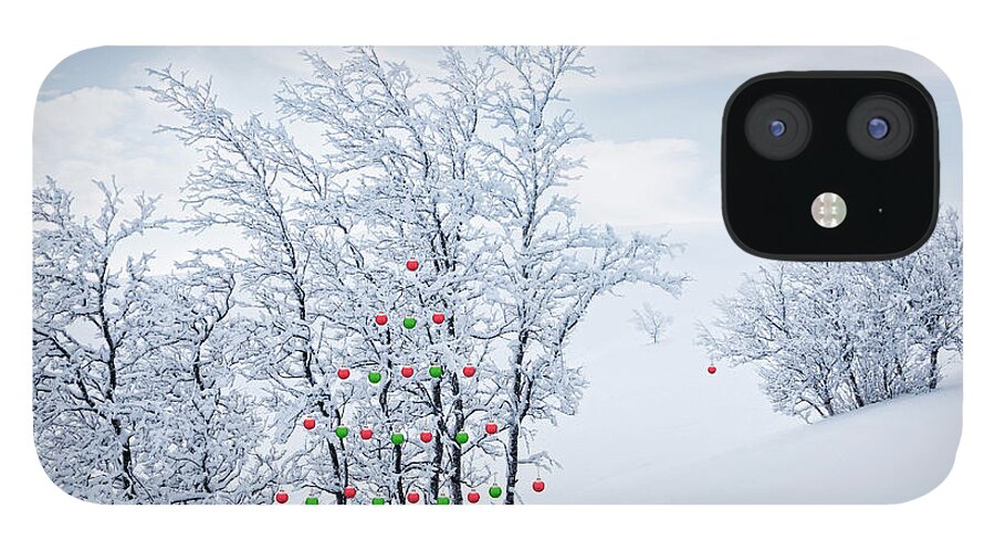 Scenics iPhone 12 Case featuring the photograph Christmas Ornaments In The Mountains by Per Breiehagen