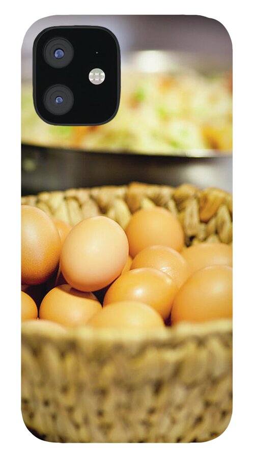 Large Group Of Objects iPhone 12 Case featuring the photograph Close Up Of Basket Of Eggs by Hybrid Images