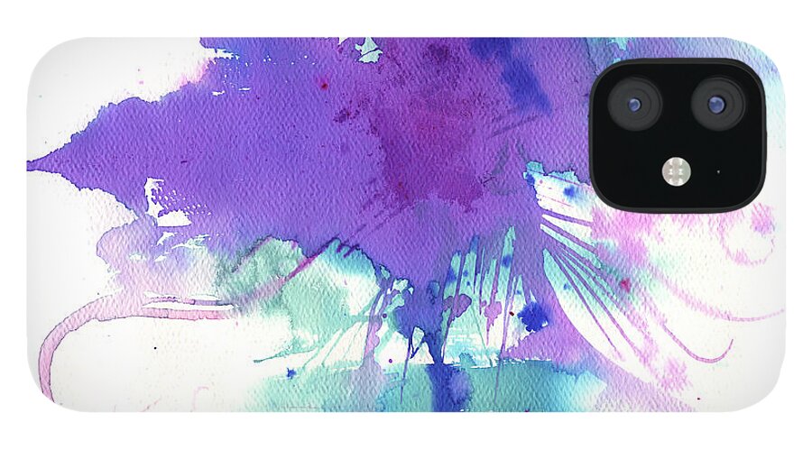 Watercolor Painting iPhone 12 Case featuring the digital art Cloudburst by Stereohype