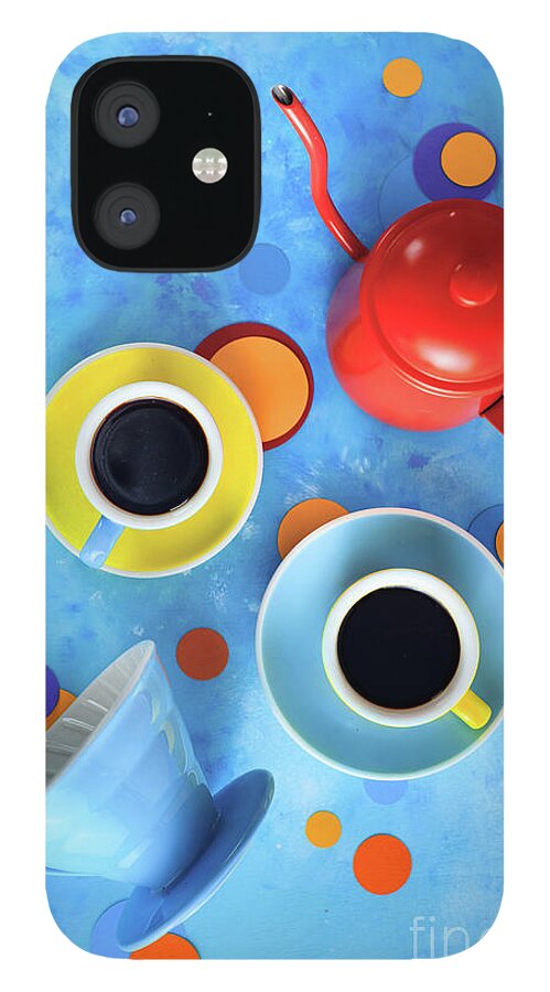 Block Shape iPhone 12 Case featuring the photograph Coffee Cups With Pour Over And A Kettle by Dina Belenko Photography