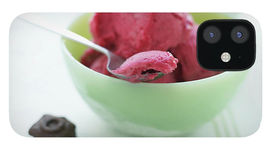 Temptation iPhone 12 Case featuring the photograph Cranberry Lime Sorbet With Cookies by Alexandra Grablewski