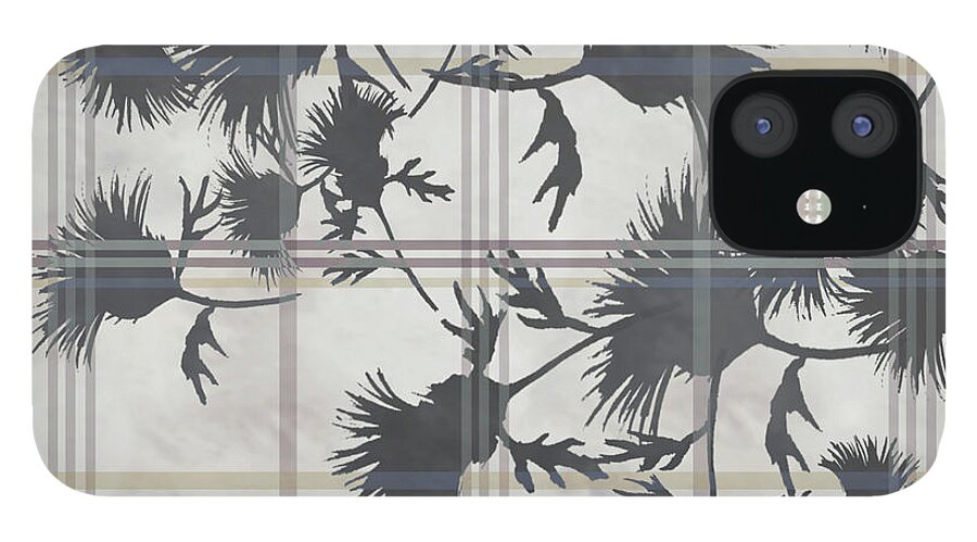 Plaid iPhone 12 Case featuring the digital art Cream Thistle Plaid Contrast Border by Sand And Chi