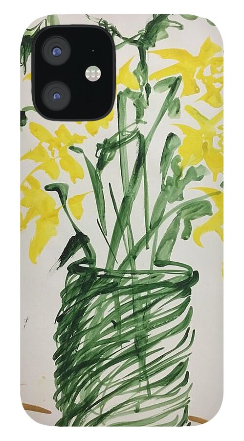 Ricardosart37 iPhone 12 Case featuring the painting Daffodils by Ricardo Penalver deceased