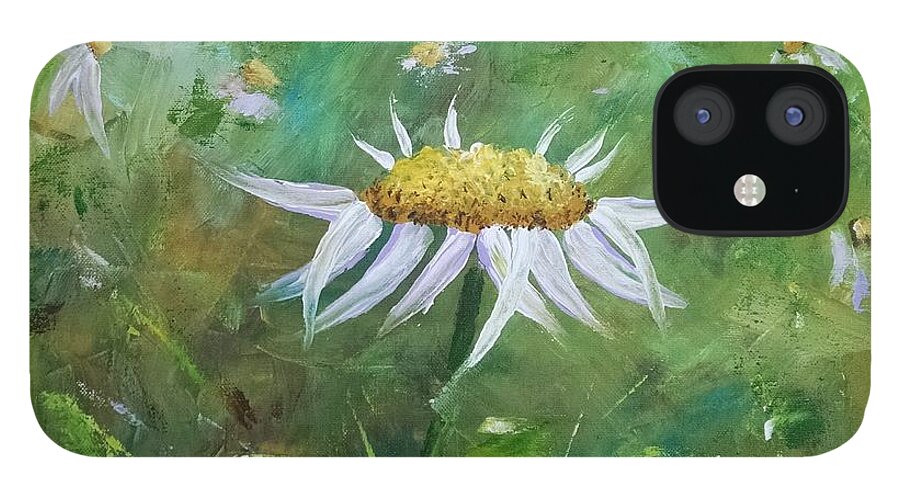 Daisy iPhone 12 Case featuring the painting Dancing daisies by Helian Cornwell