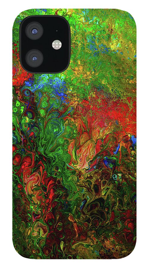 Abstract iPhone 12 Case featuring the painting Dance of the Dragon by Renee Logan