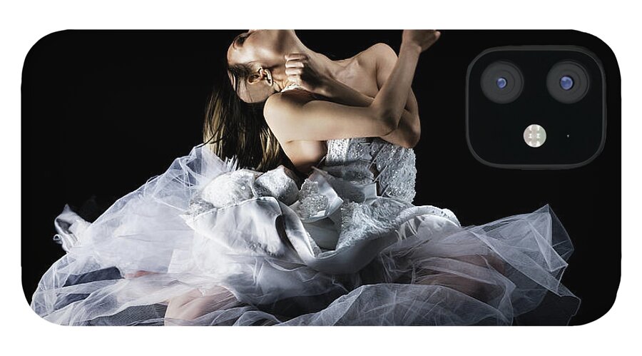 People iPhone 12 Case featuring the photograph Dancer In Elegant Pose Wearing Gown by Patrik Giardino