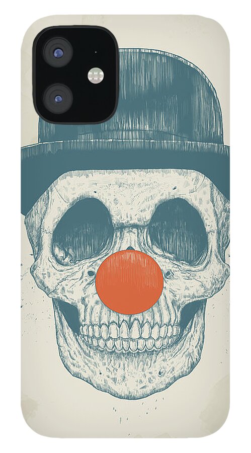 Skull iPhone 12 Case featuring the drawing Dead Clown by Balazs Solti