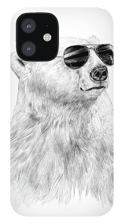 Polar Bear iPhone 12 Case featuring the drawing Don't let the sun go down by Balazs Solti