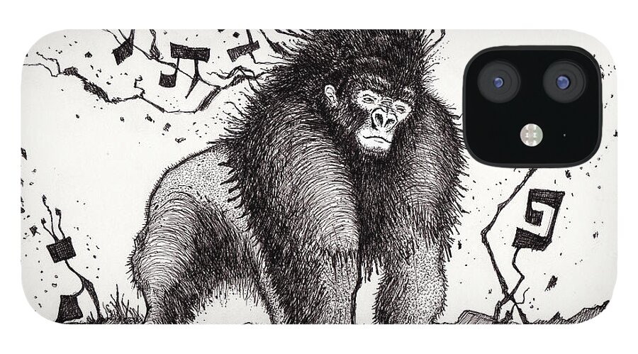 Gorilla iPhone 12 Case featuring the painting Dougie by Yom Tov Blumenthal