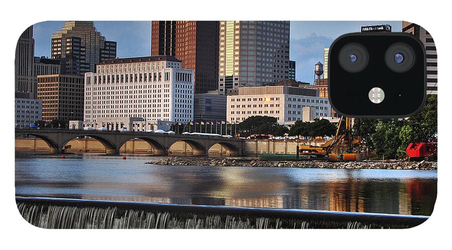 Downtown District iPhone 12 Case featuring the photograph Downtown Columbus Ohio And Scioto River by Copyright Matt Kazmierski