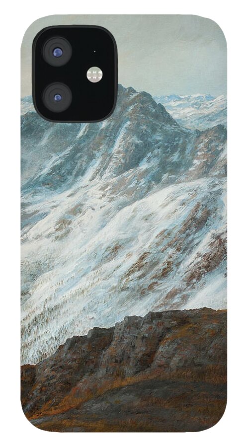 Hans Egil Saele iPhone 12 Case featuring the painting Dreamy Mountain by Hans Egil Saele