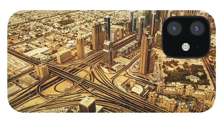 Arabia iPhone 12 Case featuring the photograph Dubai Skyline With Downtown Aerial View by Franckreporter