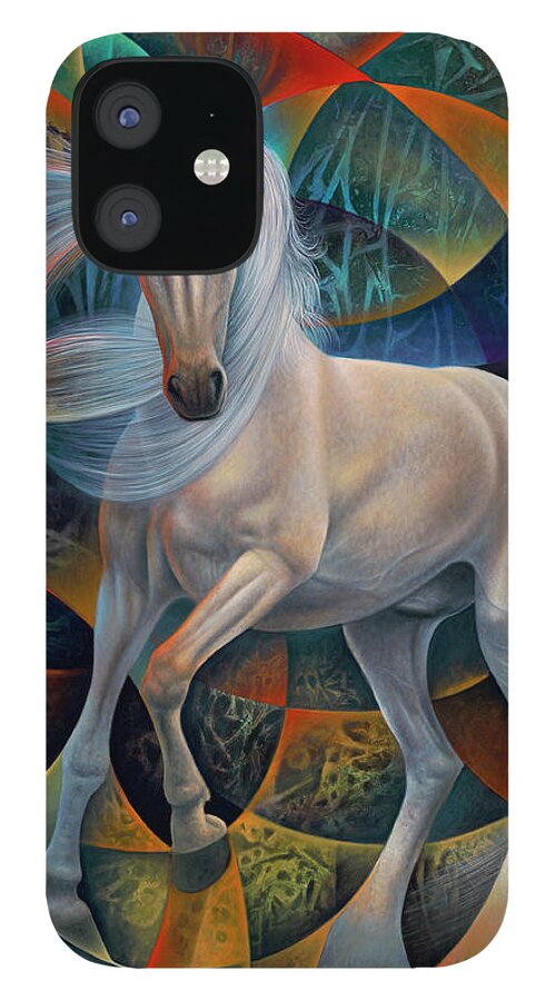 Horse iPhone 12 Case featuring the painting Dynamic Stallion by Ricardo Chavez-Mendez