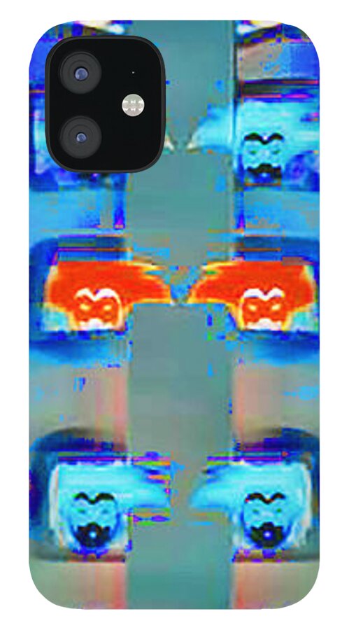 Blue iPhone 12 Case featuring the digital art Facial Creations by Gabby Tary