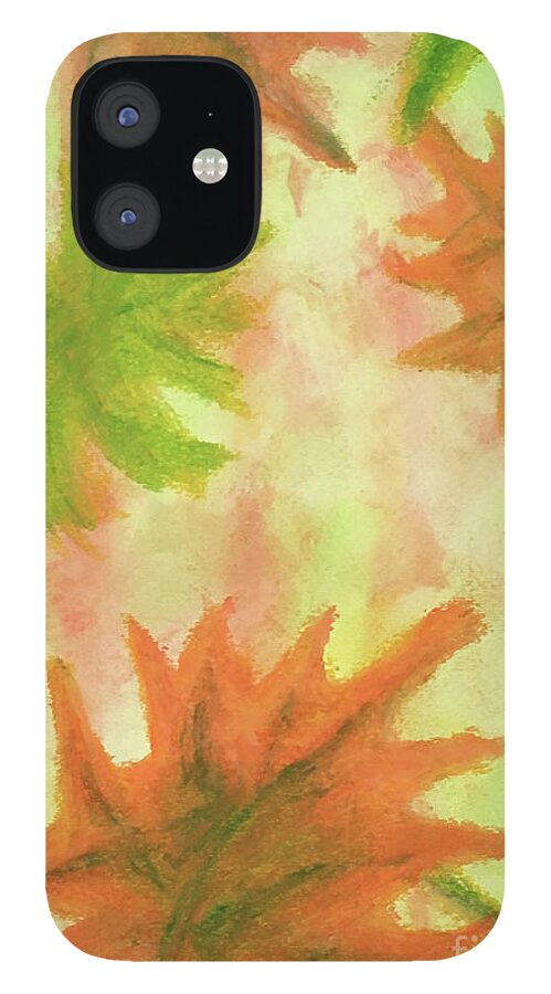 Fall Season Collection iPhone 12 Case featuring the painting Fanciful Fall Leaves by Annette M Stevenson