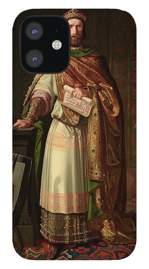 Ferdinand Ii iPhone 12 Case featuring the painting 'Ferdinand II', 1851, Spanish School, Canvas, 224 cm x 140 cm, P06090. by Isidoro Lozano -19th cent -