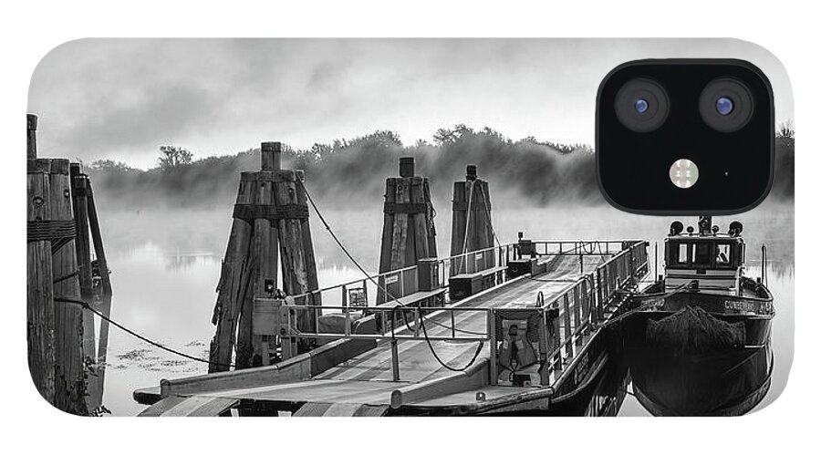Black And White iPhone 12 Case featuring the photograph Ferry at Rocky Hill Connecticut by Kyle Lee