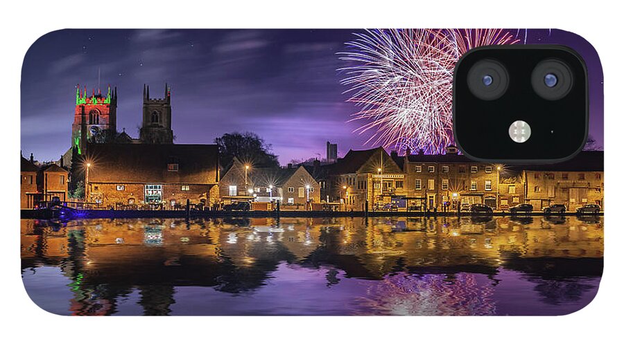Norfolk iPhone 12 Case featuring the photograph Norfolk firework display over Kings Lynn England by Simon Bratt