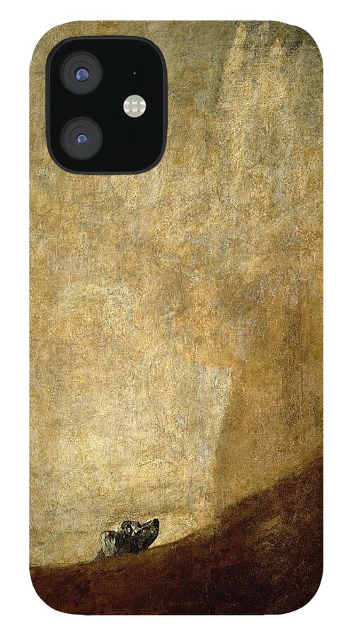 Dog Half-submerged iPhone 12 Case featuring the painting Francisco de Goya y Lucientes / 'Dog half-submerged', 1820-1823, Spanish School. by Francisco de Goya -1746-1828-