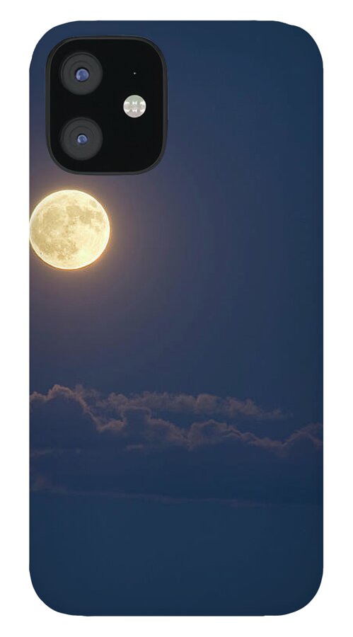 Outdoors iPhone 12 Case featuring the photograph Full Moon And Clouds by Doug4537