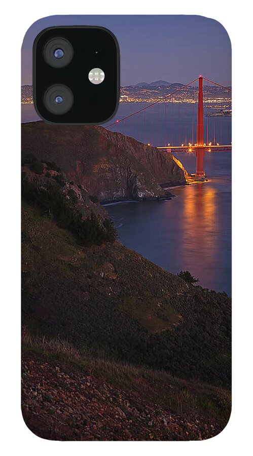 San Francisco iPhone 12 Case featuring the photograph Full Moon Over Golden Gate Bridge by Photo By Mike Shaw