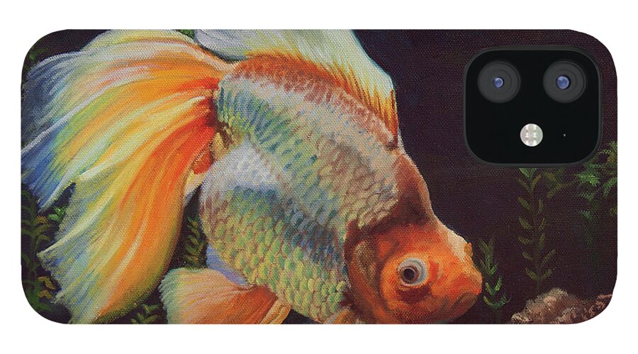 Goldfish iPhone 12 Case featuring the painting Goldilocks by Megan Collins