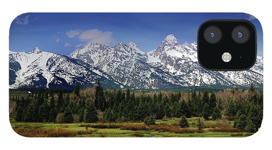 Scenics iPhone 12 Case featuring the photograph Grand Tetons - Snow Covered by By Saravanansuri