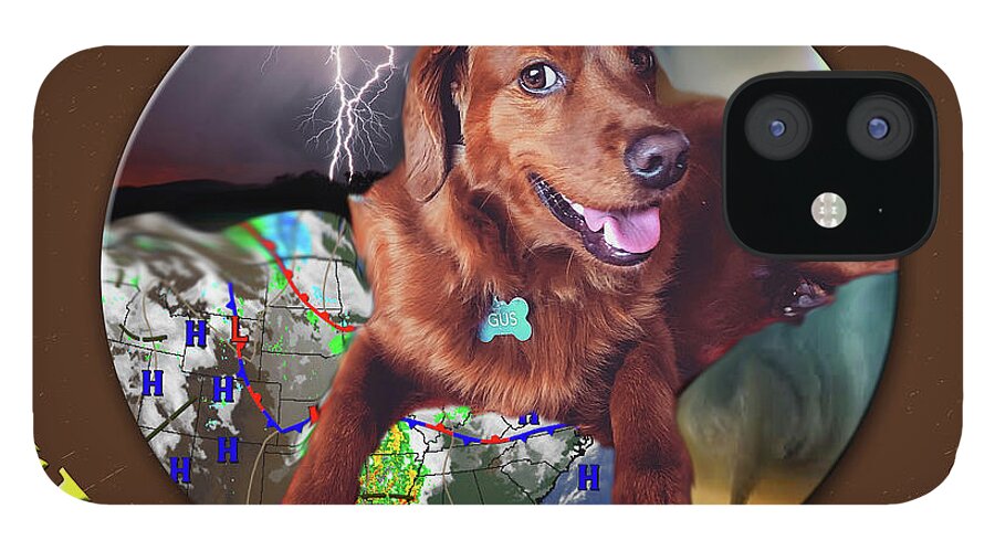 Gus The Weather Dog iPhone 12 Case featuring the digital art Gus the Weather Dog by Rod Melotte