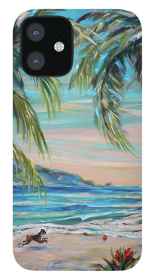 Ocean iPhone 12 Case featuring the painting Happy Dog by Linda Olsen