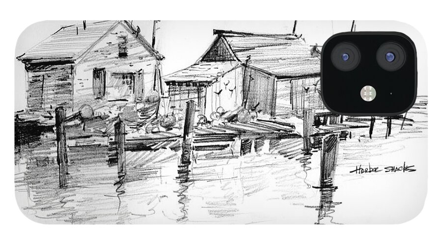 Visco iPhone 12 Case featuring the painting Harbor Shacks by P Anthony Visco