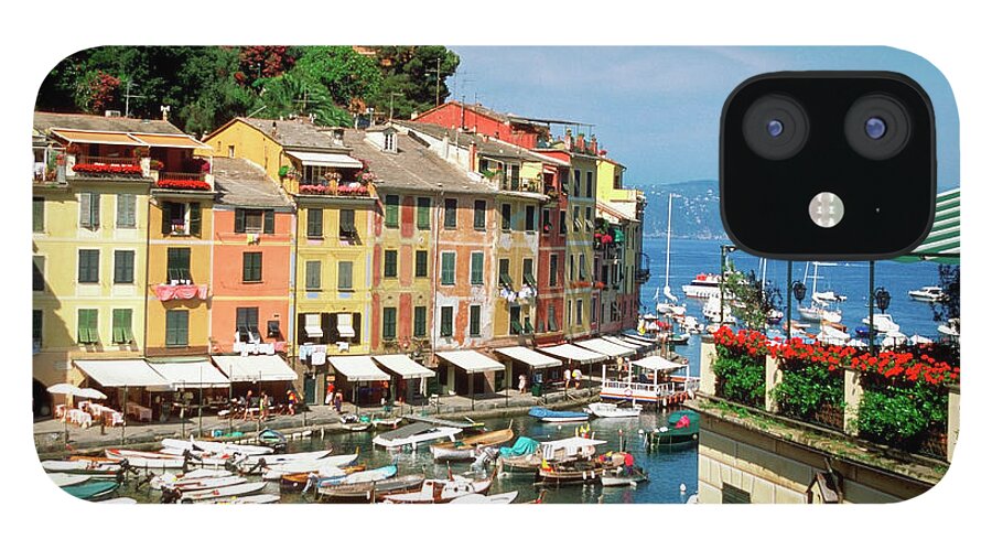 Row House iPhone 12 Case featuring the photograph High Angle View Of A Harbor, Portofino by Medioimages/photodisc