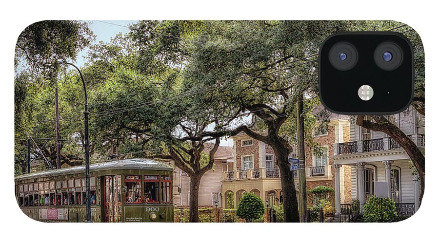 Garden District iPhone 12 Case featuring the photograph Historic St. Charles Streetcar by Susan Rissi Tregoning
