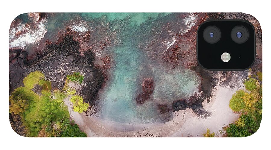 Kona iPhone 12 Case featuring the photograph Honokohau Harbor Beach Aerial by Christopher Johnson