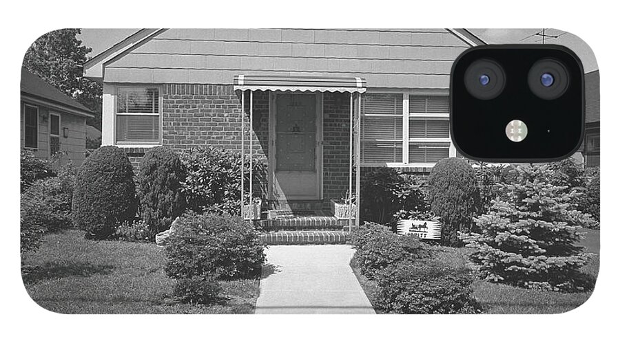Suburb iPhone 12 Case featuring the photograph House In Suburban Area, B&w by George Marks