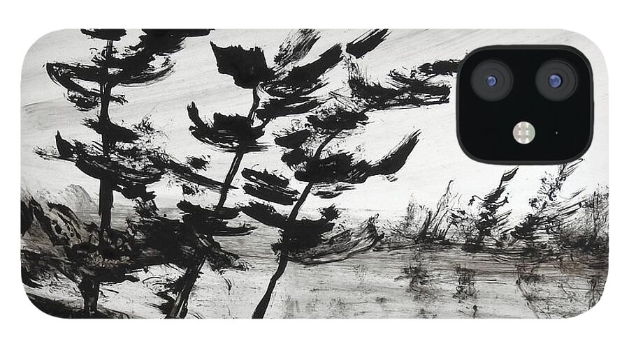 Landscape iPhone 12 Case featuring the painting Ink Pochade 1 by Petra Burgmann