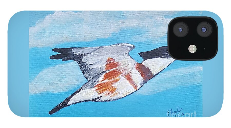 Belted Kingfisher iPhone 12 Case featuring the painting Johnnie's Belted Kingfisher by Elizabeth Mauldin