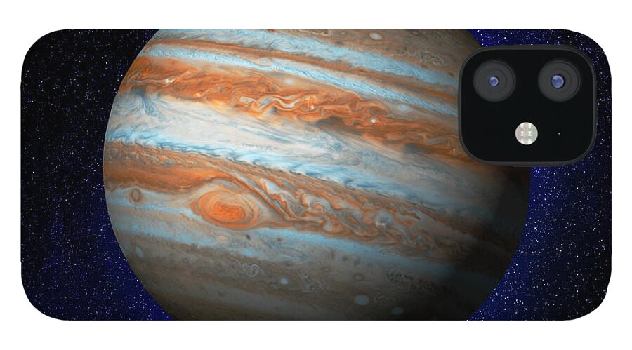 Research iPhone 12 Case featuring the digital art Jupiter & Stars by Ian Mckinnell
