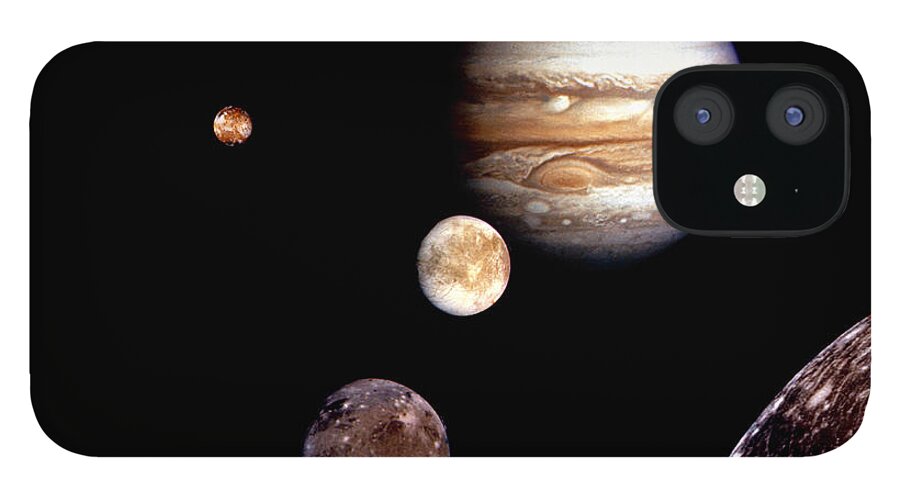 Majestic iPhone 12 Case featuring the photograph Jupiter And Its Moons by Stocktrek