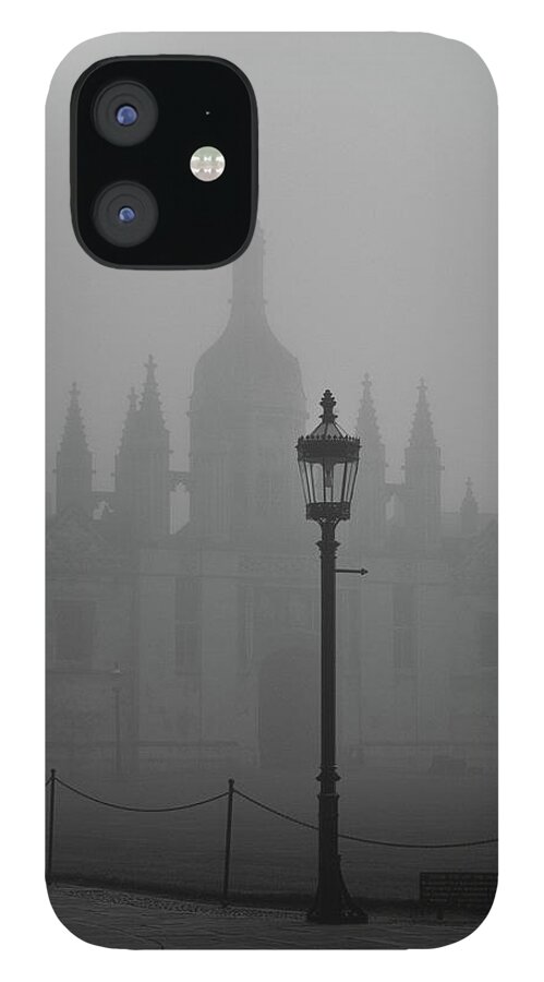 Tranquility iPhone 12 Case featuring the photograph Kings College Cambridge In Fog by Pauline A Yates Photography
