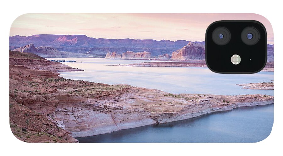 Water's Edge iPhone 12 Case featuring the photograph Lake Powell At Dusk by Xavierarnau