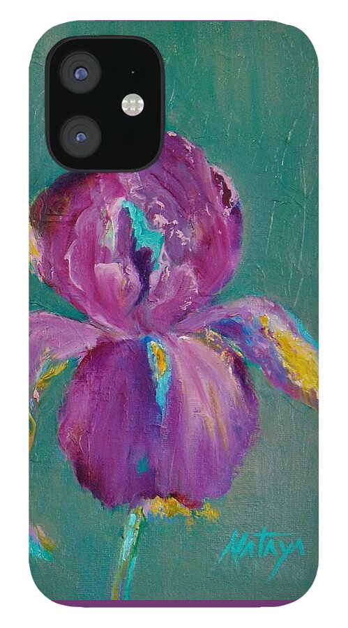 Iris iPhone 12 Case featuring the painting Le Fleur Violet by Nataya Crow