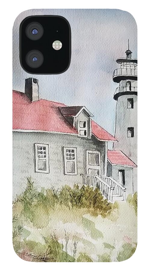 Light House iPhone 12 Case featuring the painting Light House on the Beach by Elise Boam